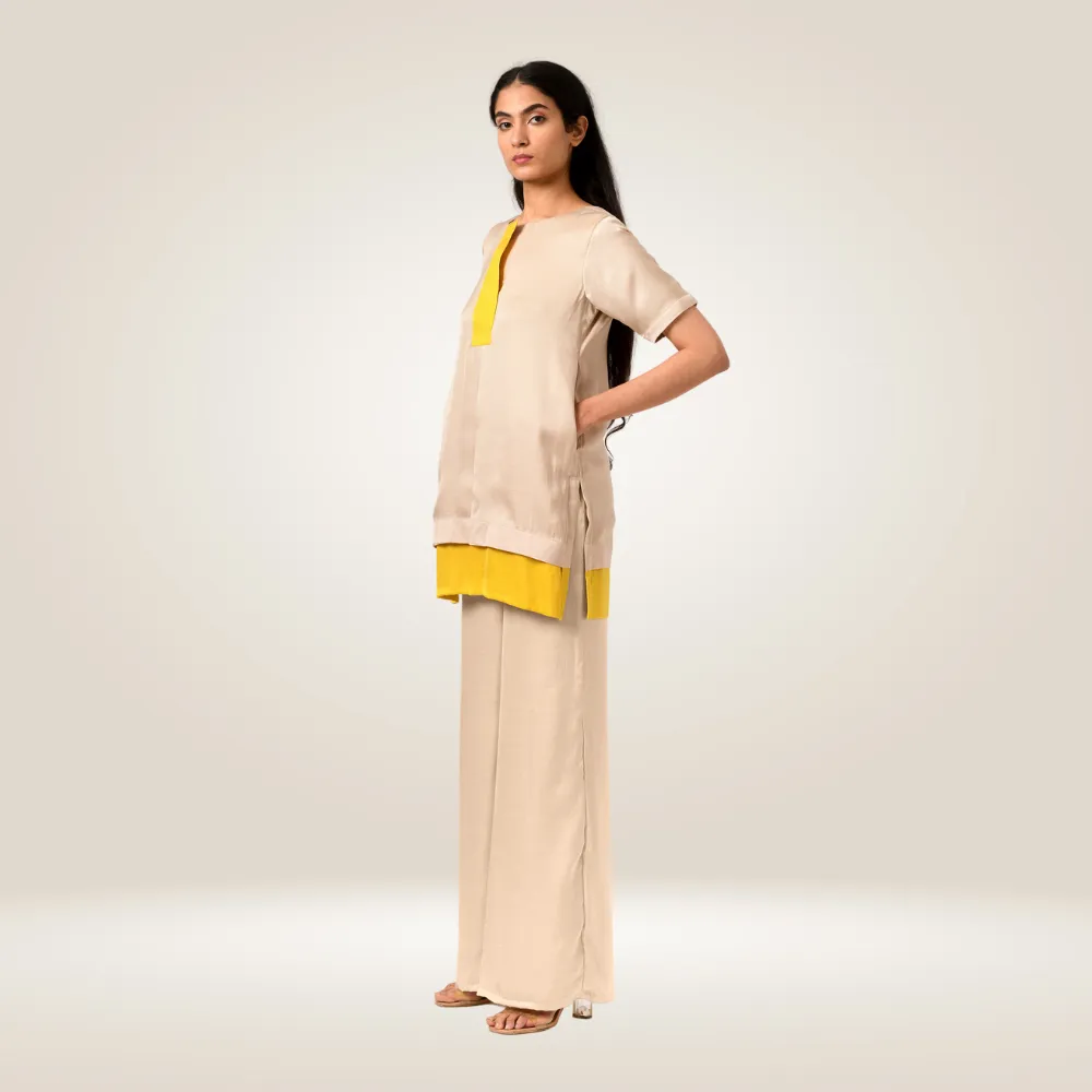 Ecru Yellow Blouse Top | Bemberg Modal Silk | Polished Look