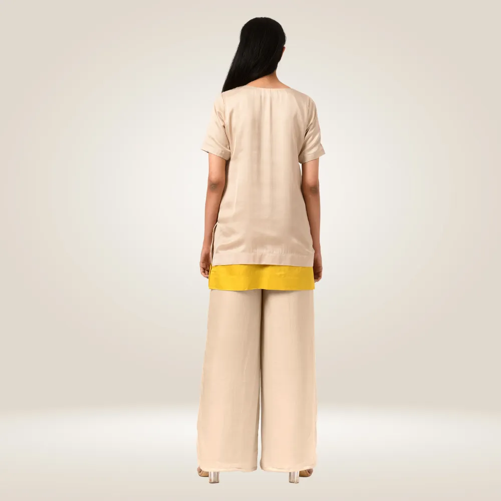 Ecru Yellow Blouse Top | Bemberg Modal Silk | Polished Look