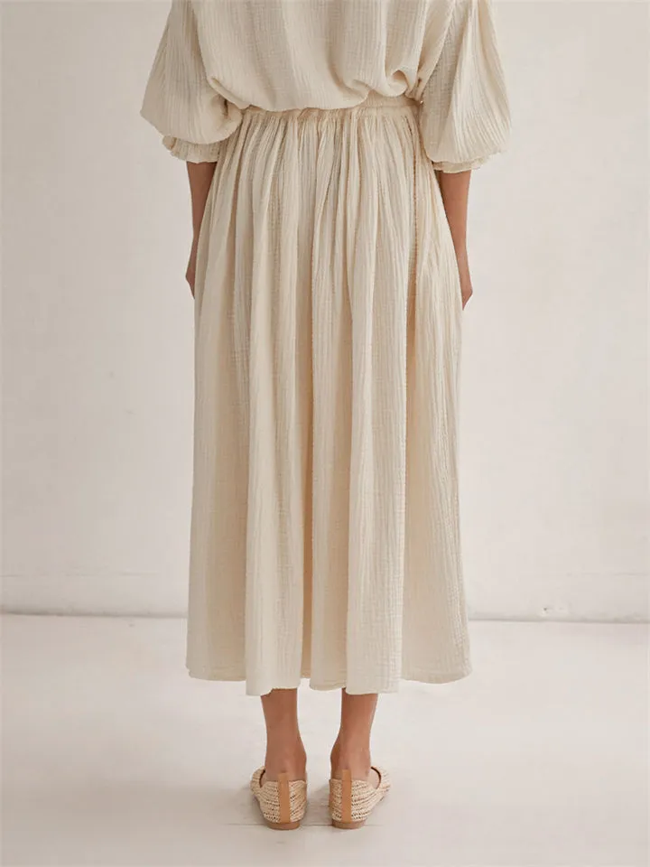 Elegant Cozy Solid Color A-Line Skirts for Ladies