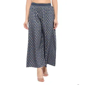Elegant Grey Rayon Printed Palazzo For Women