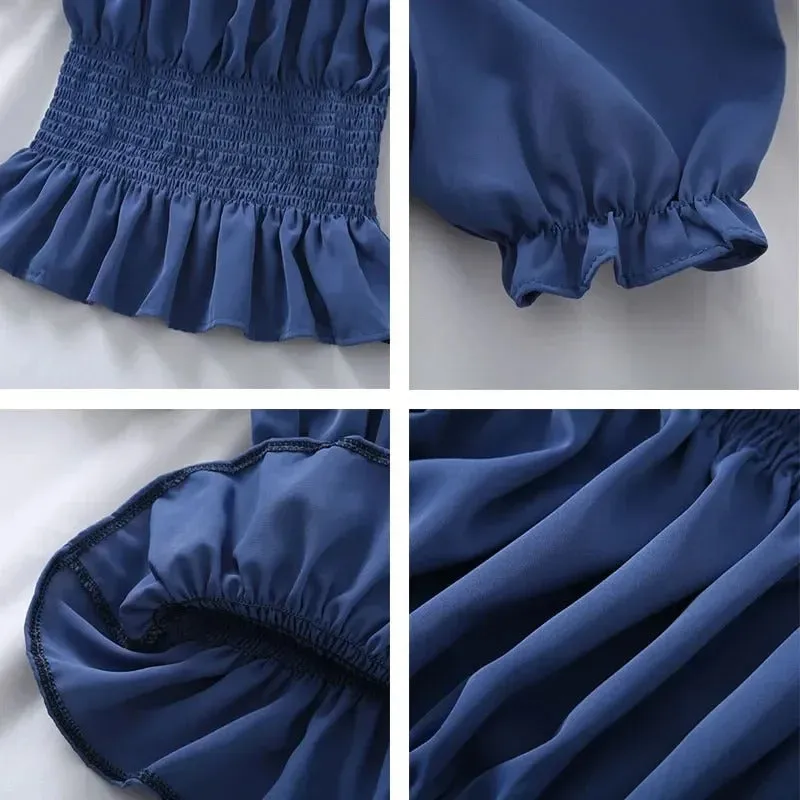 Elegant Puff-Sleeve Chiffon Blouse for Women