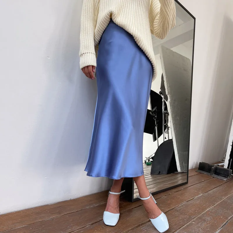 Elegant Silk Midi Skirt
