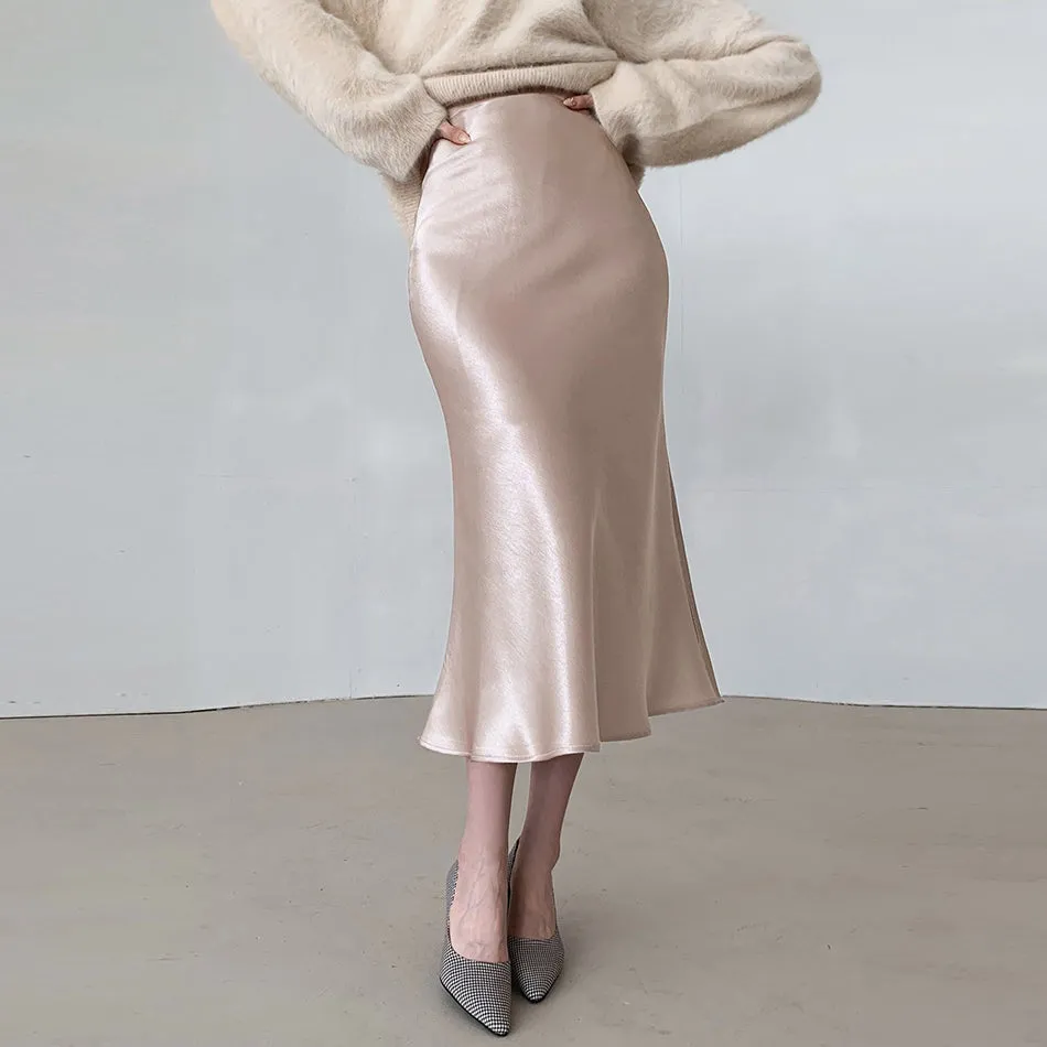 Elegant Silk Midi Skirt