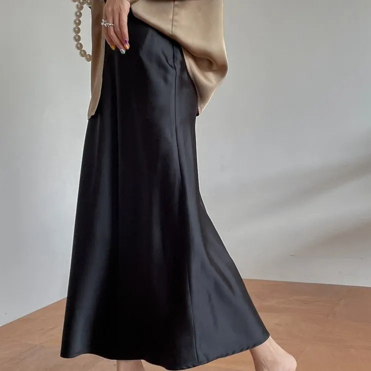 Elegant Silk Midi Skirt