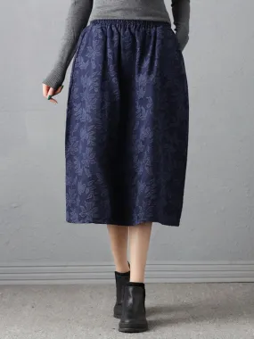 Elegant Women Elastic Waist Jacquard Skirts