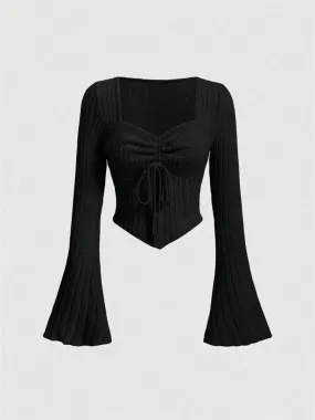 Elowen - Elegant Rib-Knit Crop Top for Women