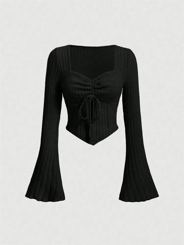 Elowen - Elegant Rib-Knit Crop Top for Women