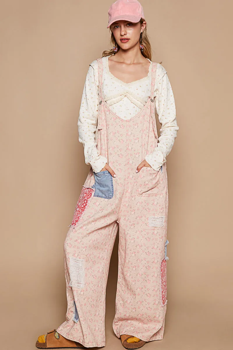 Floral Patched Overalls-9918