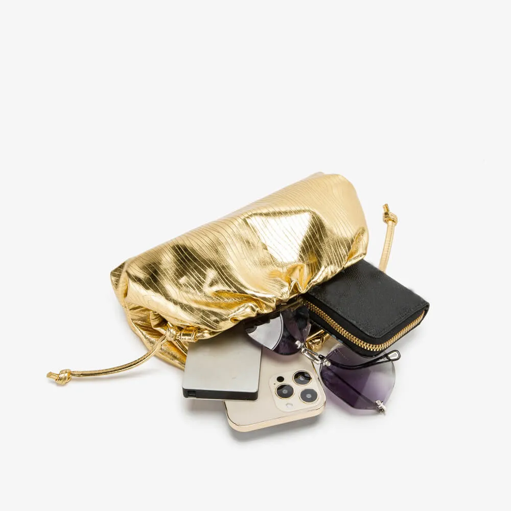 Golden Cloud Pleated Clutch bag-Showtown