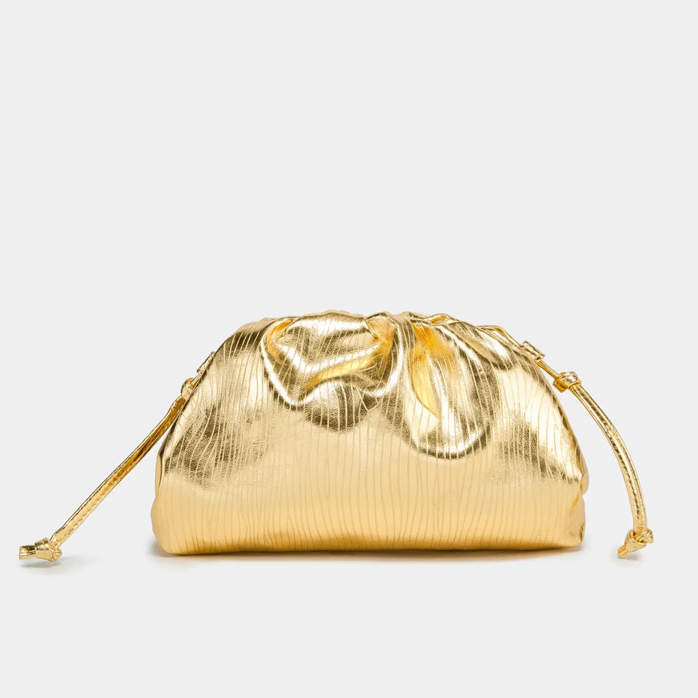 Golden Cloud Pleated Clutch bag-Showtown