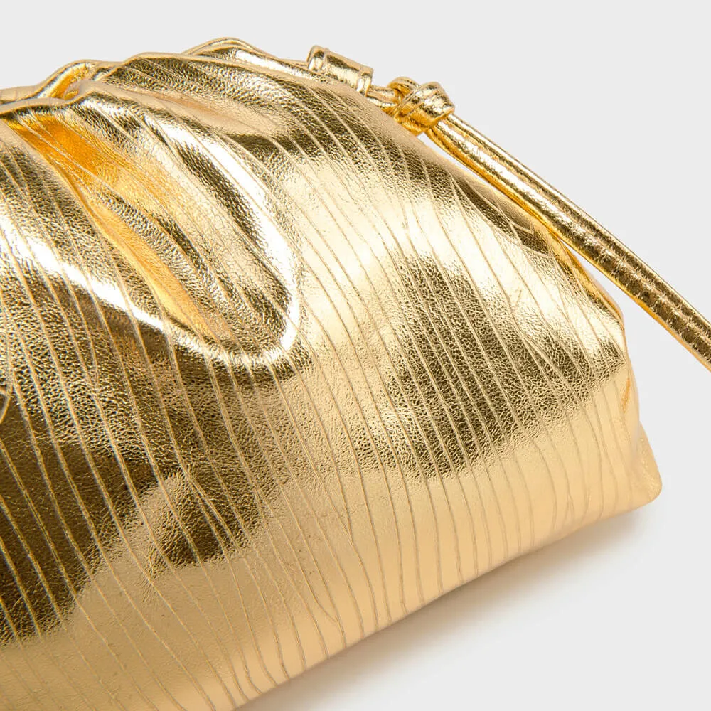 Golden Cloud Pleated Clutch bag-Showtown