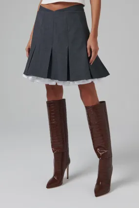 Grey Double-Layered A-Shape Skirt