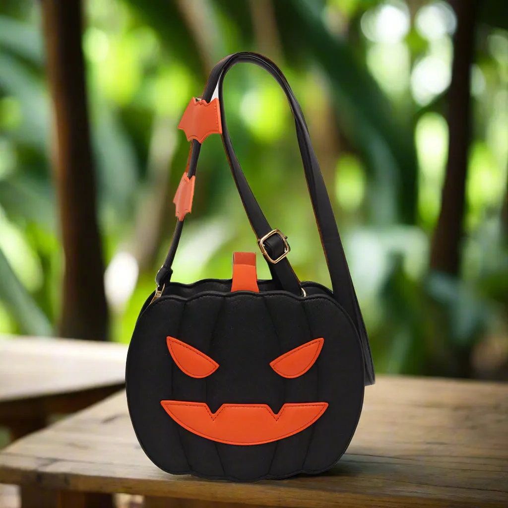 Halloween Bags Funny Pumpkin Cartoon Shoulder Crossbody Bag with Bat Personalized Creative Female Bag