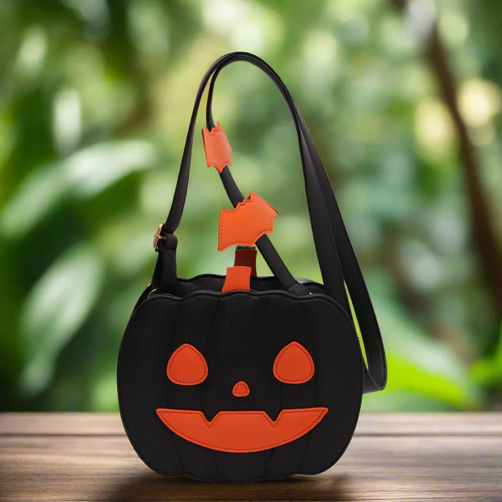 Halloween Bags Funny Pumpkin Cartoon Shoulder Crossbody Bag with Bat Personalized Creative Female Bag
