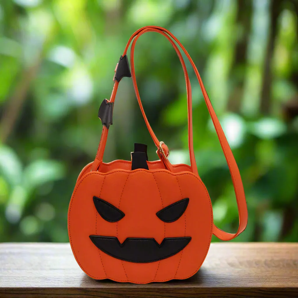 Halloween Bags Funny Pumpkin Cartoon Shoulder Crossbody Bag with Bat Personalized Creative Female Bag