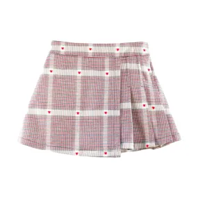 Heart Plaid Skirt - Red