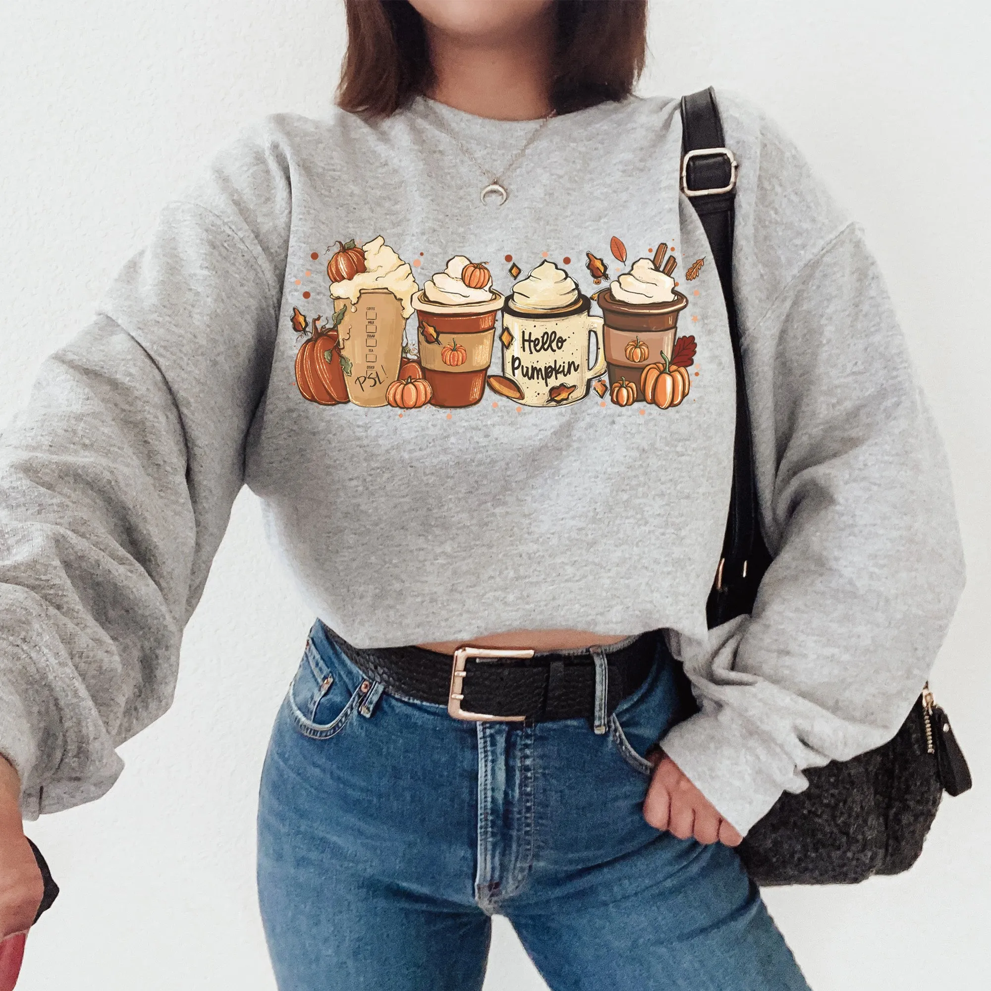Hello Pumpkin Latte Sweatshirt - Fall Sweatshirt - Sizes S to 5XL