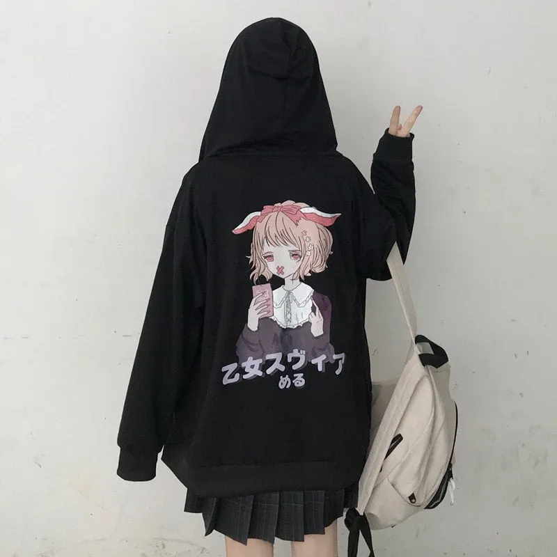 Kawaii Cartoon Printed Loose Sport Coats