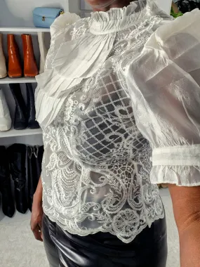 Lace Pleating Blouse