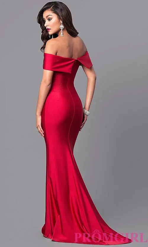 Long Off-the-Shoulder Atria Prom Dress with Train