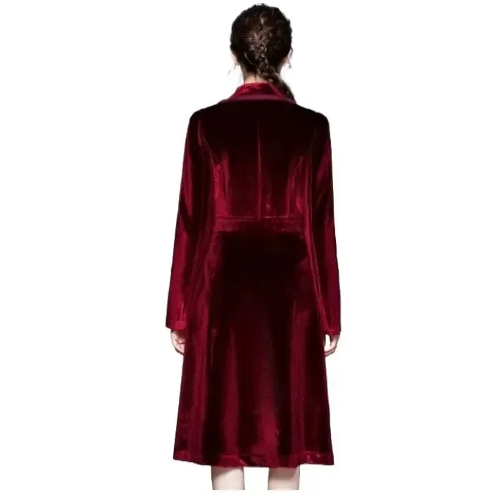 Long Velvet Warm Trench Coat