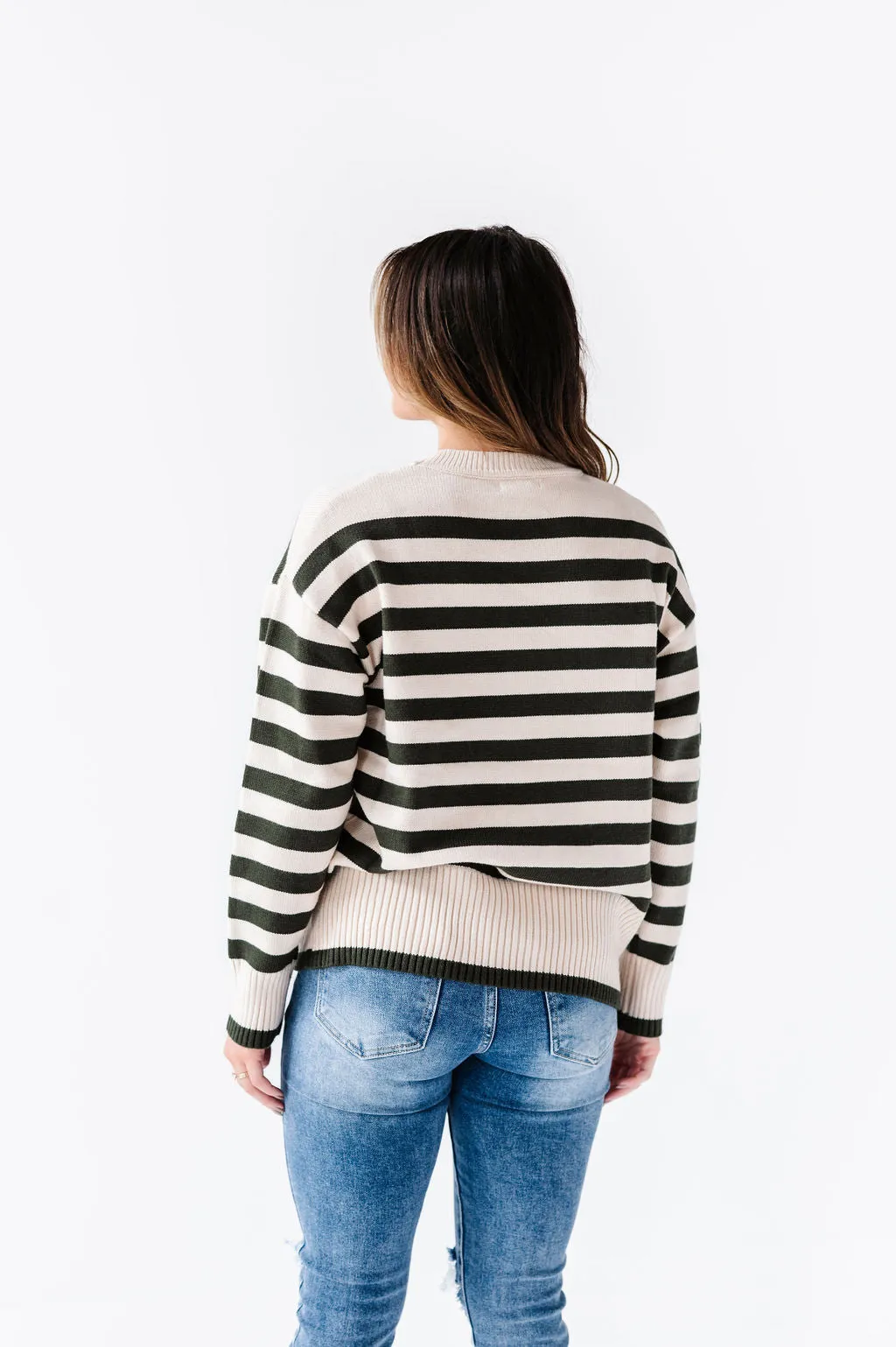 McCall Stripe Sweater in Olive