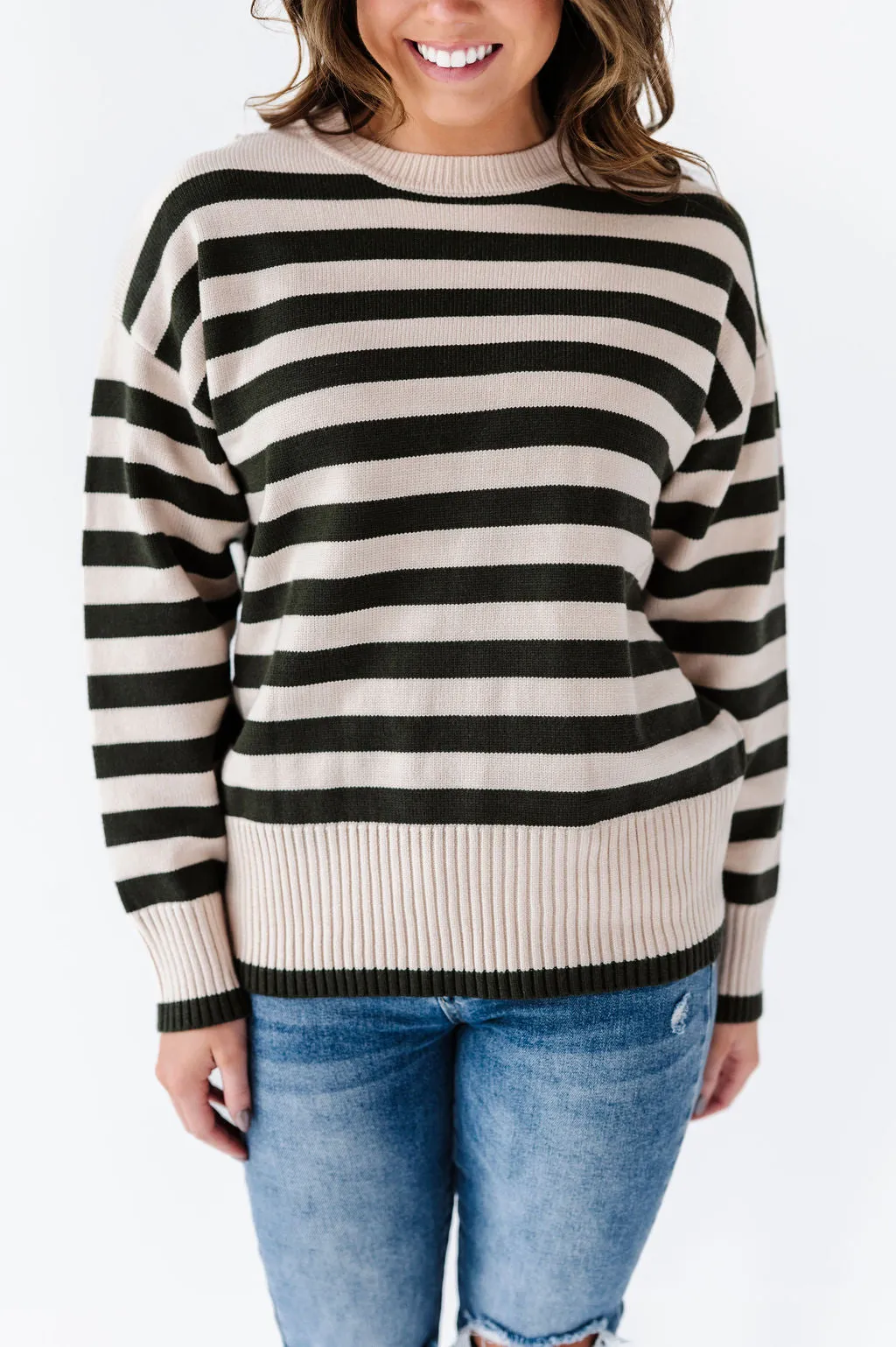 McCall Stripe Sweater in Olive