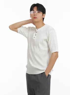 Men's Cozy Cable Knit Sweater T-Shirt IL403