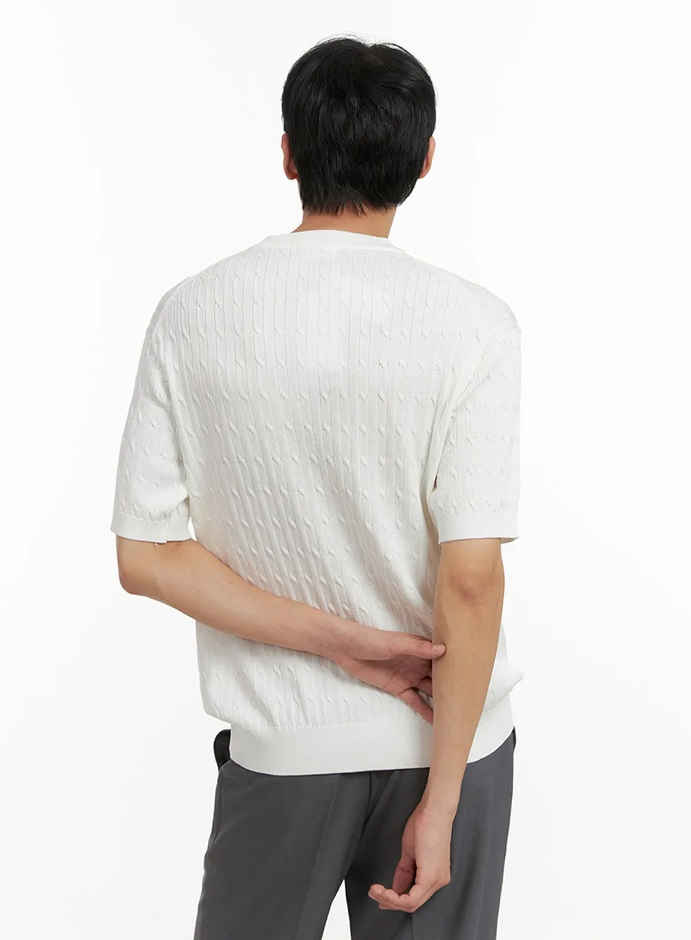 Men's Cozy Cable Knit Sweater T-Shirt IL403