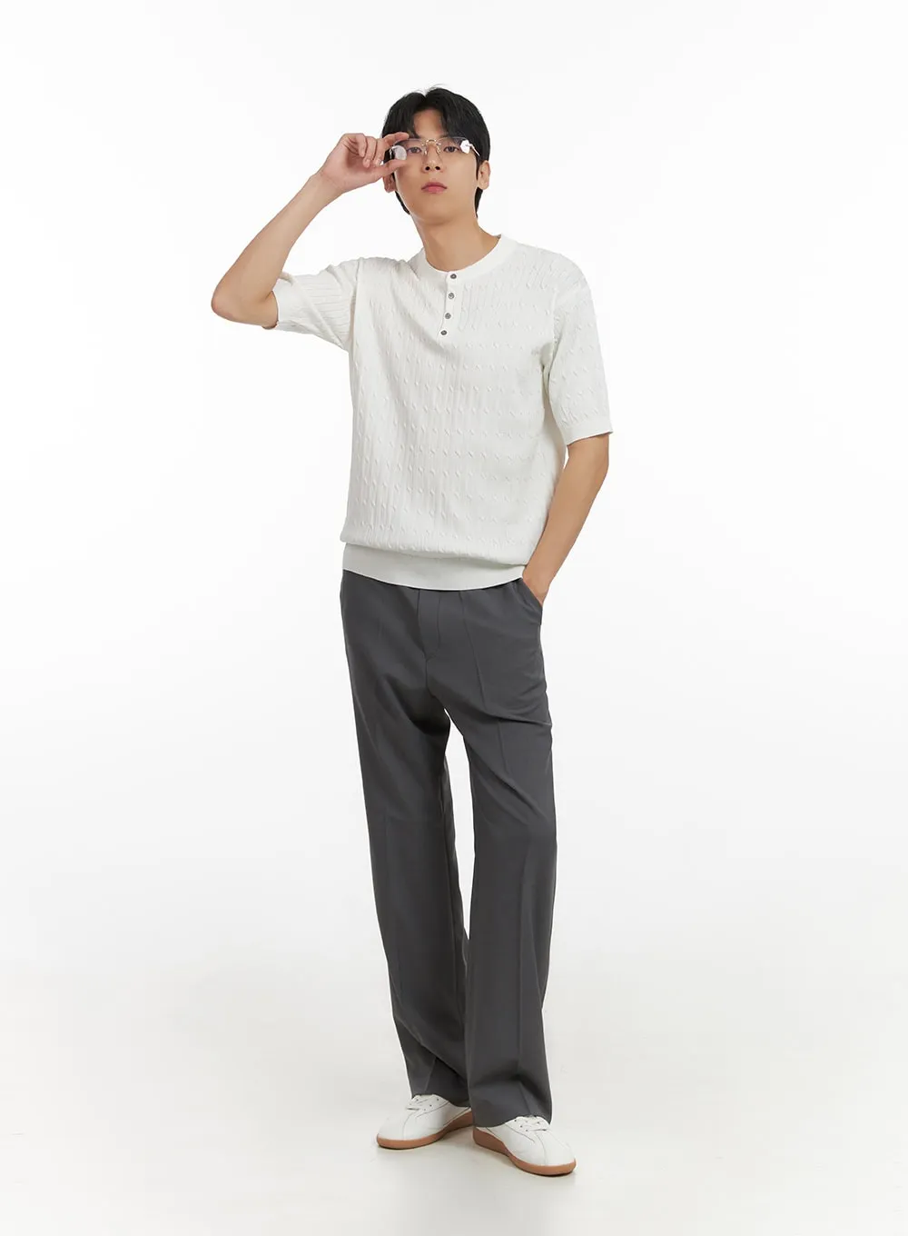Men's Cozy Cable Knit Sweater T-Shirt IL403