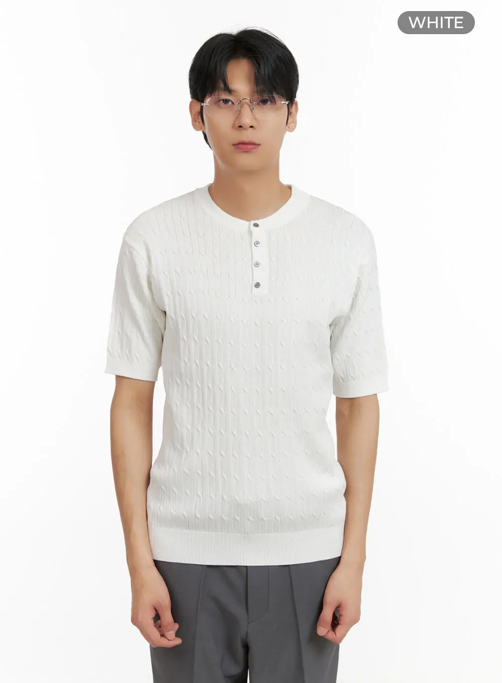 Men's Cozy Cable Knit Sweater T-Shirt IL403