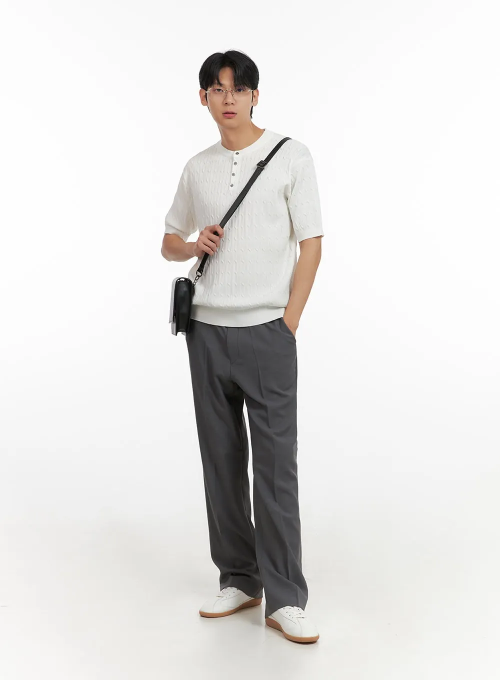 Men's Cozy Cable Knit Sweater T-Shirt IL403