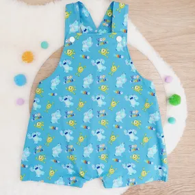MONSTERS print Overalls, Baby Overalls, Short Leg Romper, Size 1