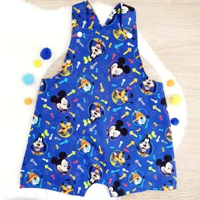 MOUSE print Overalls, Baby / Toddler Overalls, Short Leg Romper, Size 2