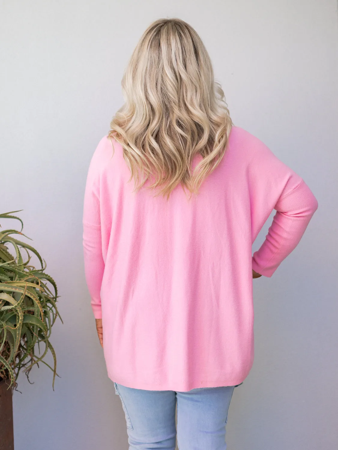 Nadia V Neck Knit - Pink