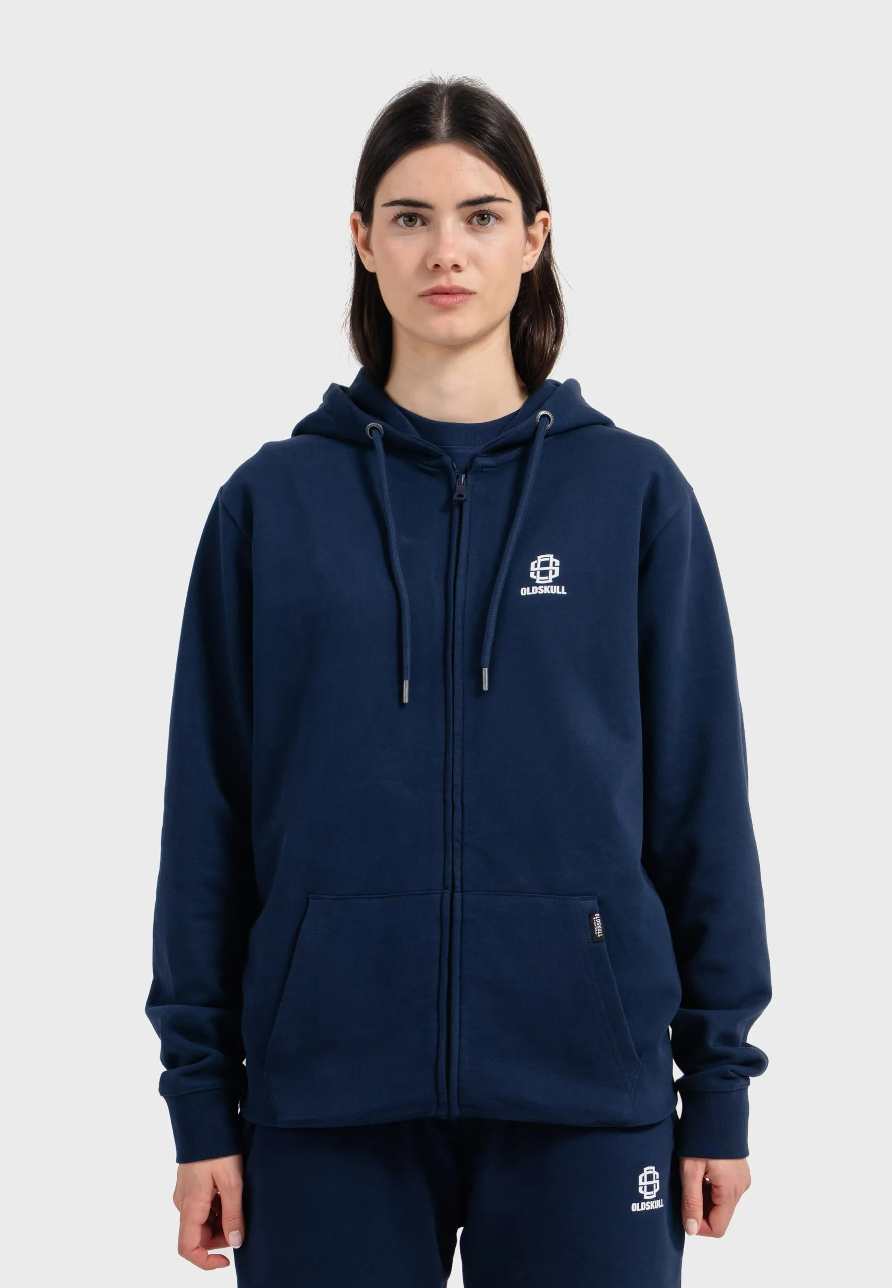 Oldskull Iconic Logo Tracksuit Jogger Zip-Hoodie Navy Blue