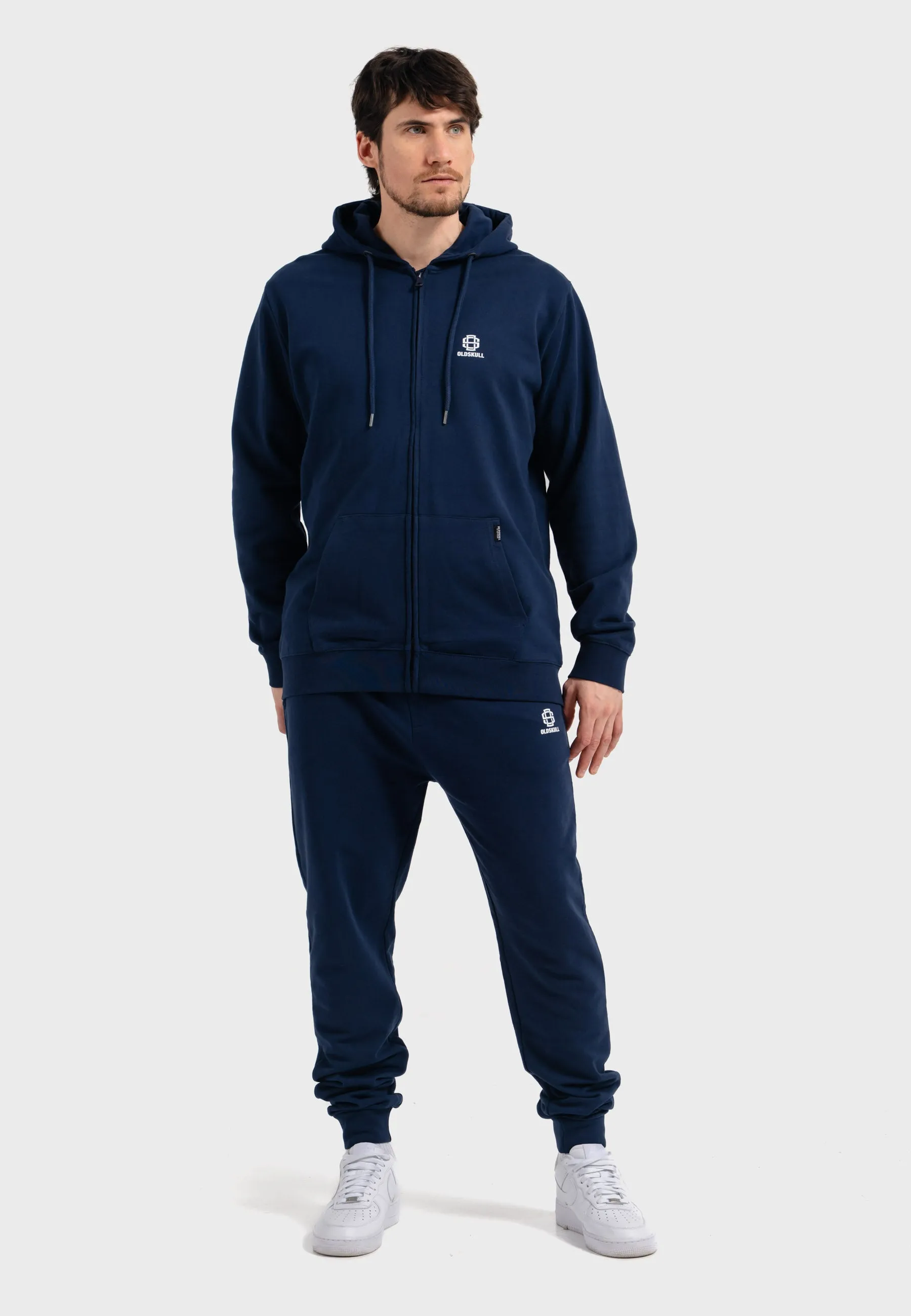 Oldskull Iconic Logo Tracksuit Jogger Zip-Hoodie Navy Blue