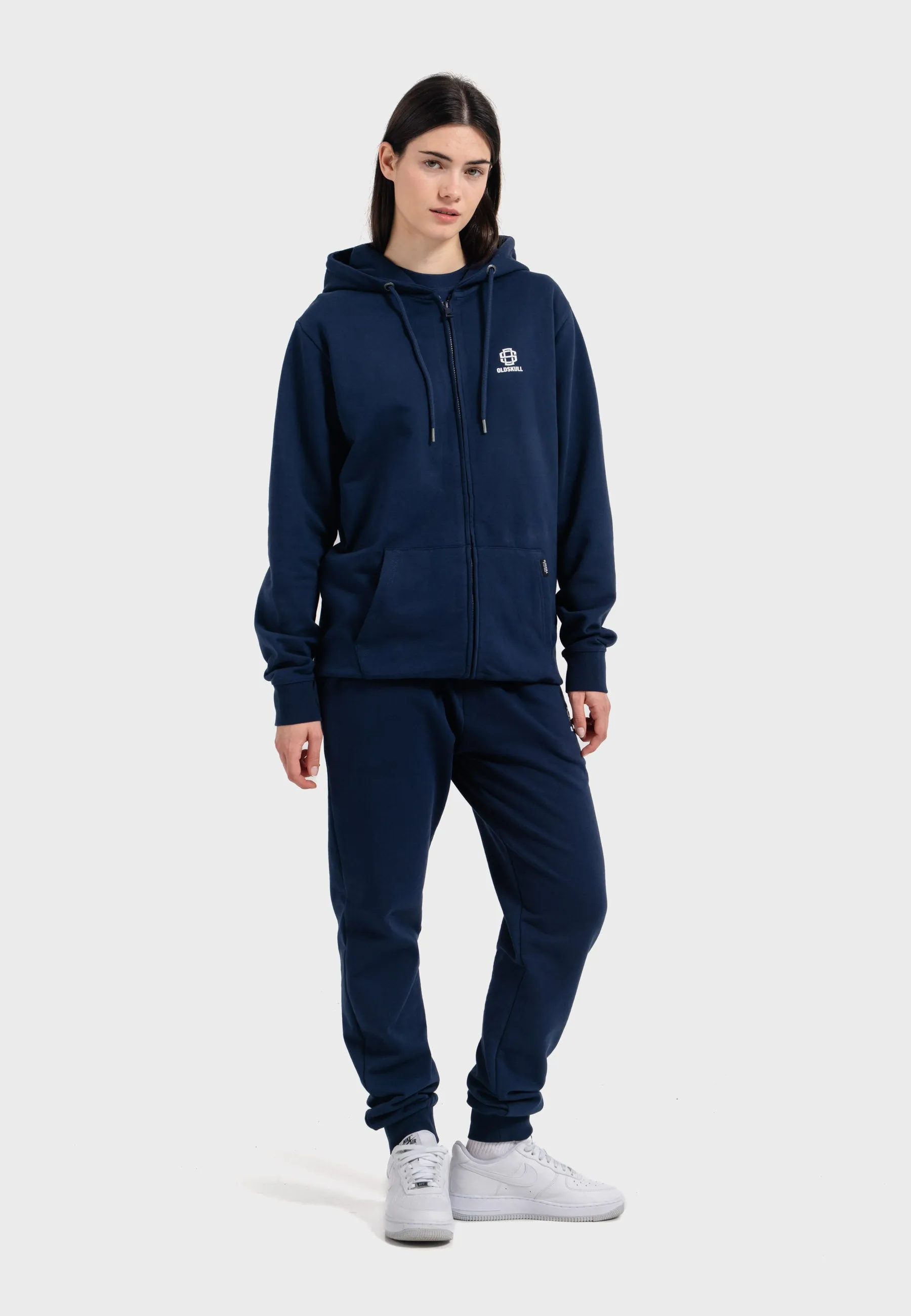 Oldskull Iconic Logo Tracksuit Jogger Zip-Hoodie Navy Blue