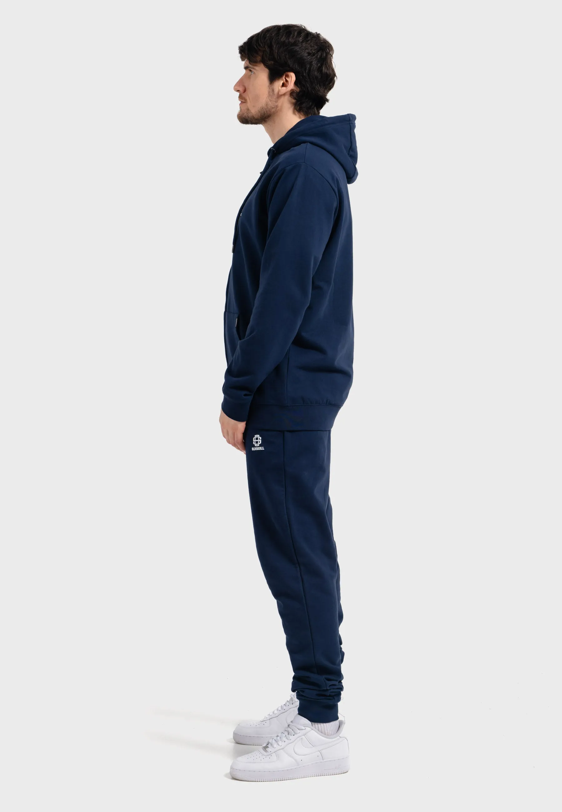Oldskull Iconic Logo Tracksuit Jogger Zip-Hoodie Navy Blue