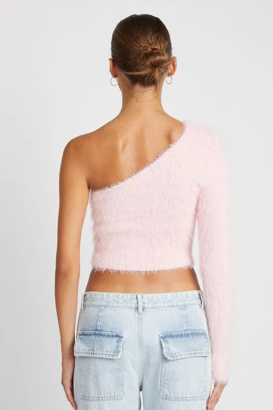 ONE SHOULDER COZY SWEATER TOP (2 Colors)
