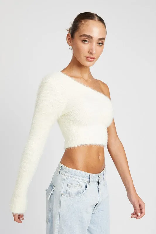 ONE SHOULDER COZY SWEATER TOP (2 Colors)