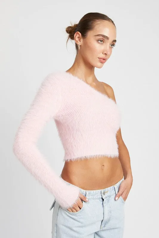 ONE SHOULDER COZY SWEATER TOP (2 Colors)