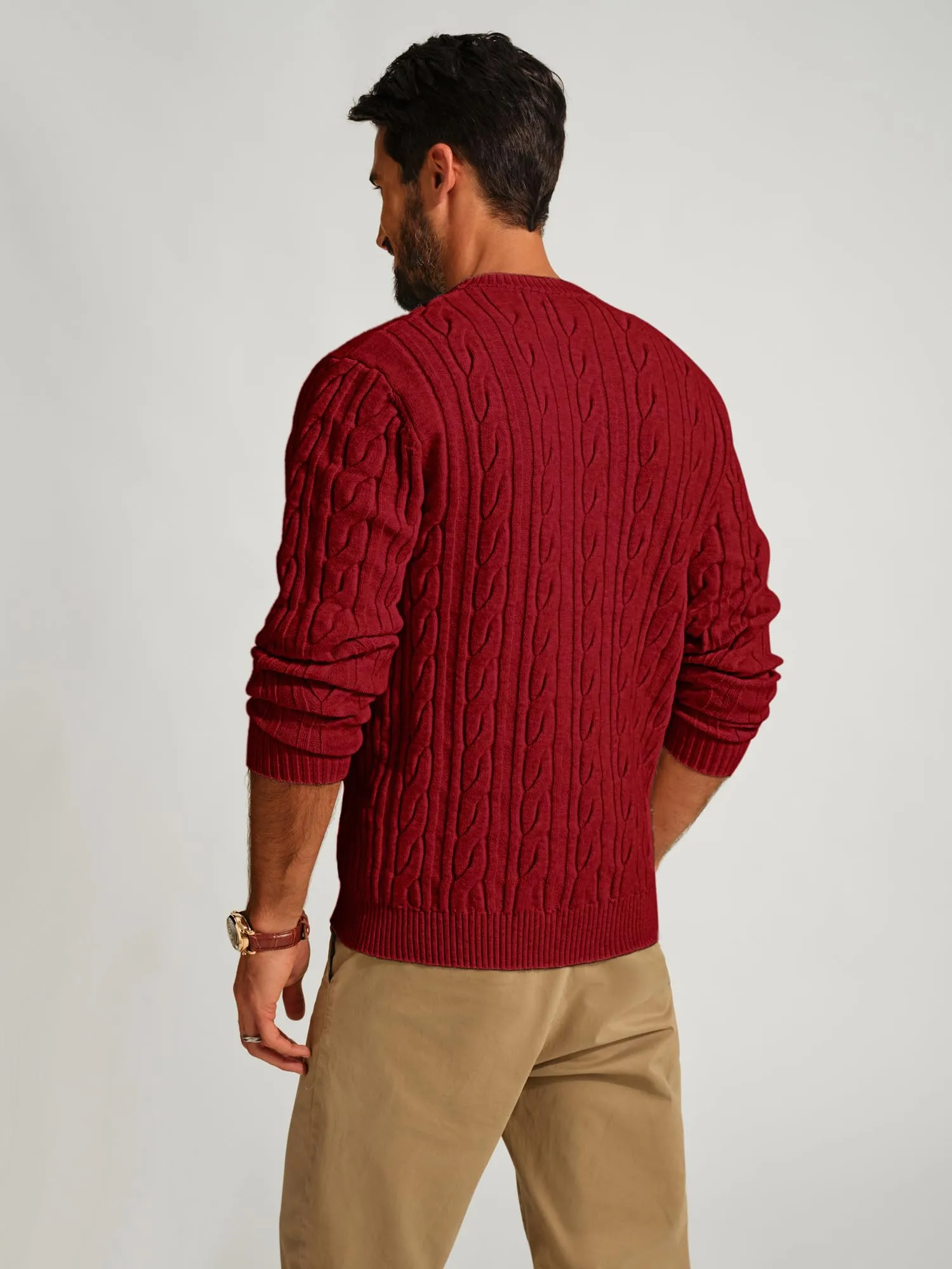 PJ PAUL JONES Mens Sweater Crewneck Cable Knit Pullover Sweater Casual Twist Textured Sweaters