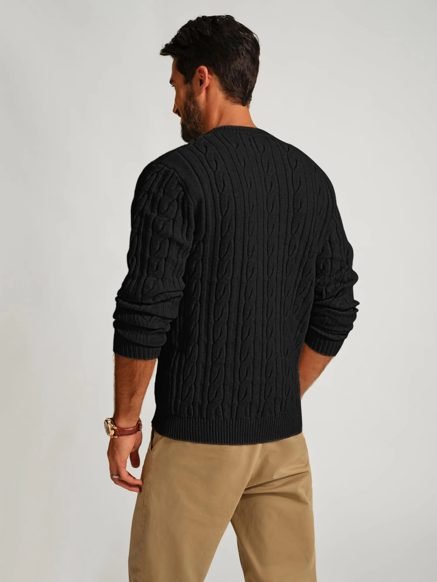 PJ PAUL JONES Mens Sweater Crewneck Cable Knit Pullover Sweater Casual Twist Textured Sweaters