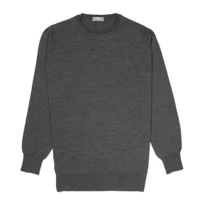Plain Wool Crew Neck Jumper in Smoke