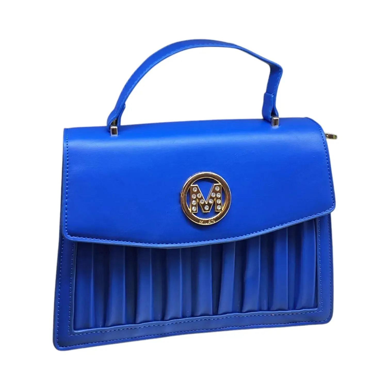 Pleated Shoulder Bag with "M" Logo