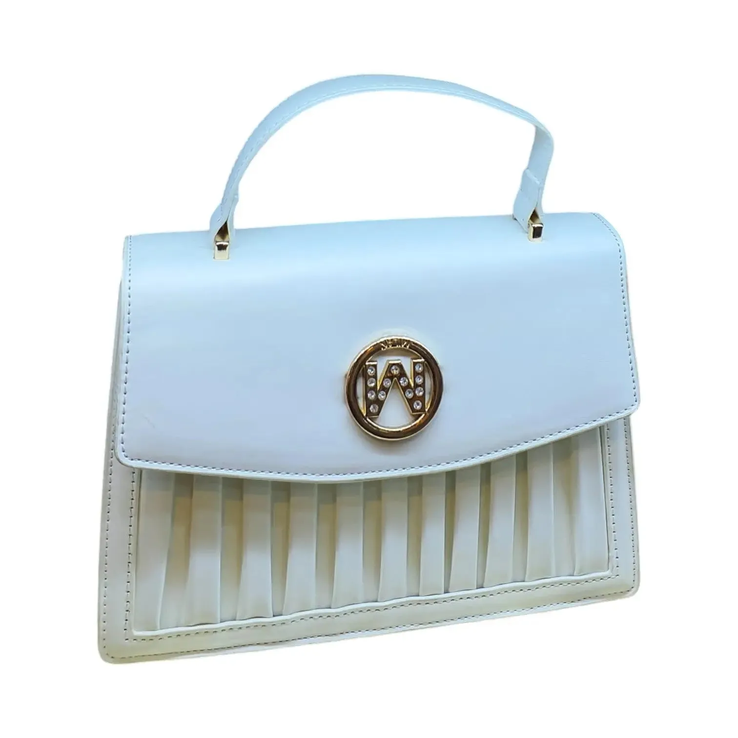 Pleated Shoulder Bag with "M" Logo