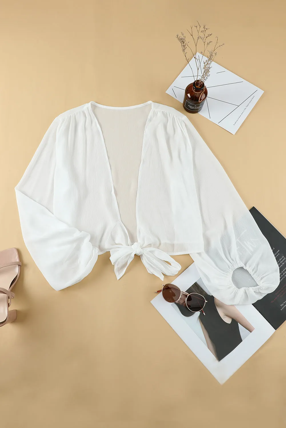 Plus Size Tie Front Crop Top