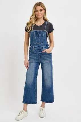 RISEN Full Size Knotted Strap Denim Overalls with Pockets Plus Size