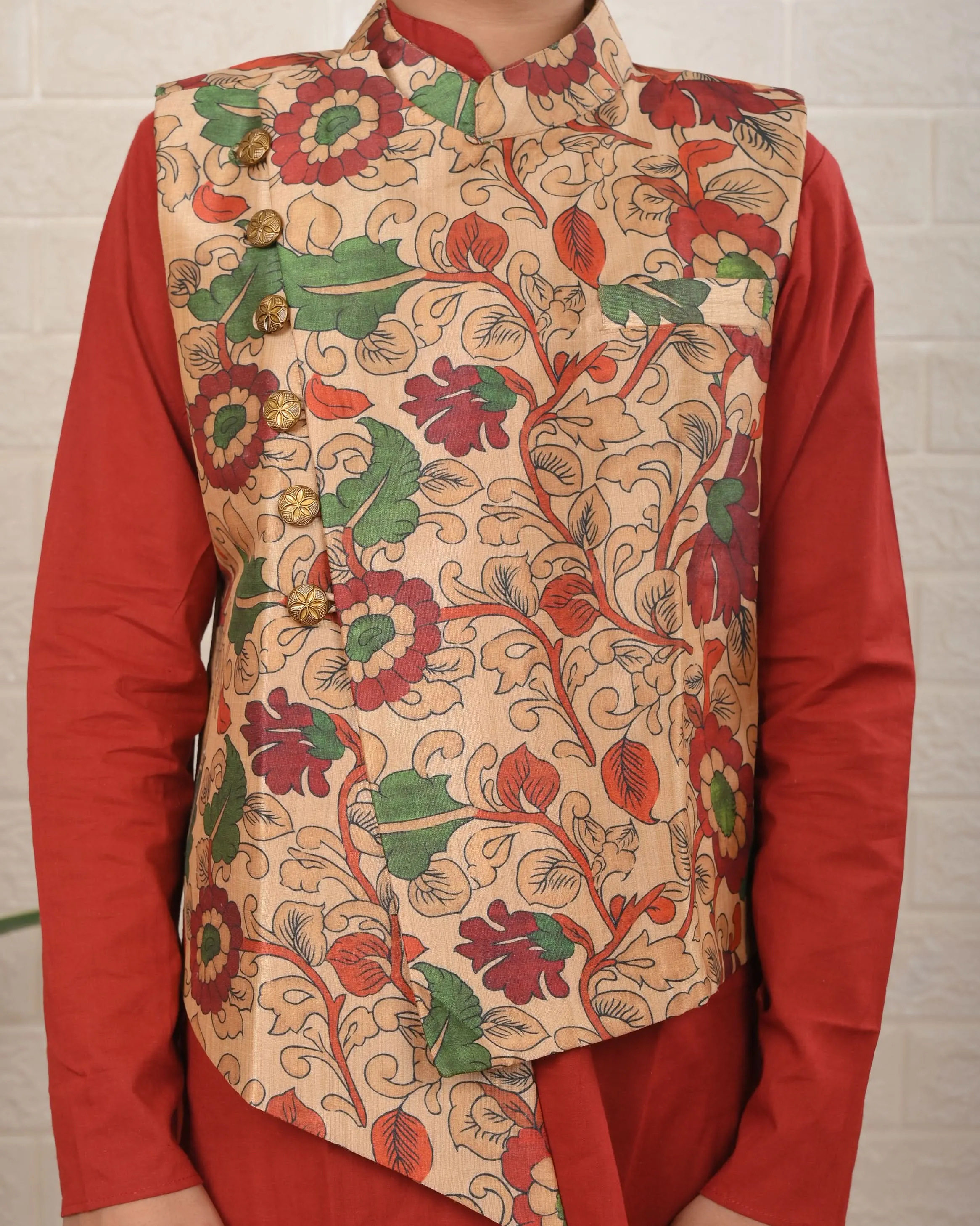 Safari Bloom Jacket with Kurta Pajama | Shobitam Custom Shirt Made To Order